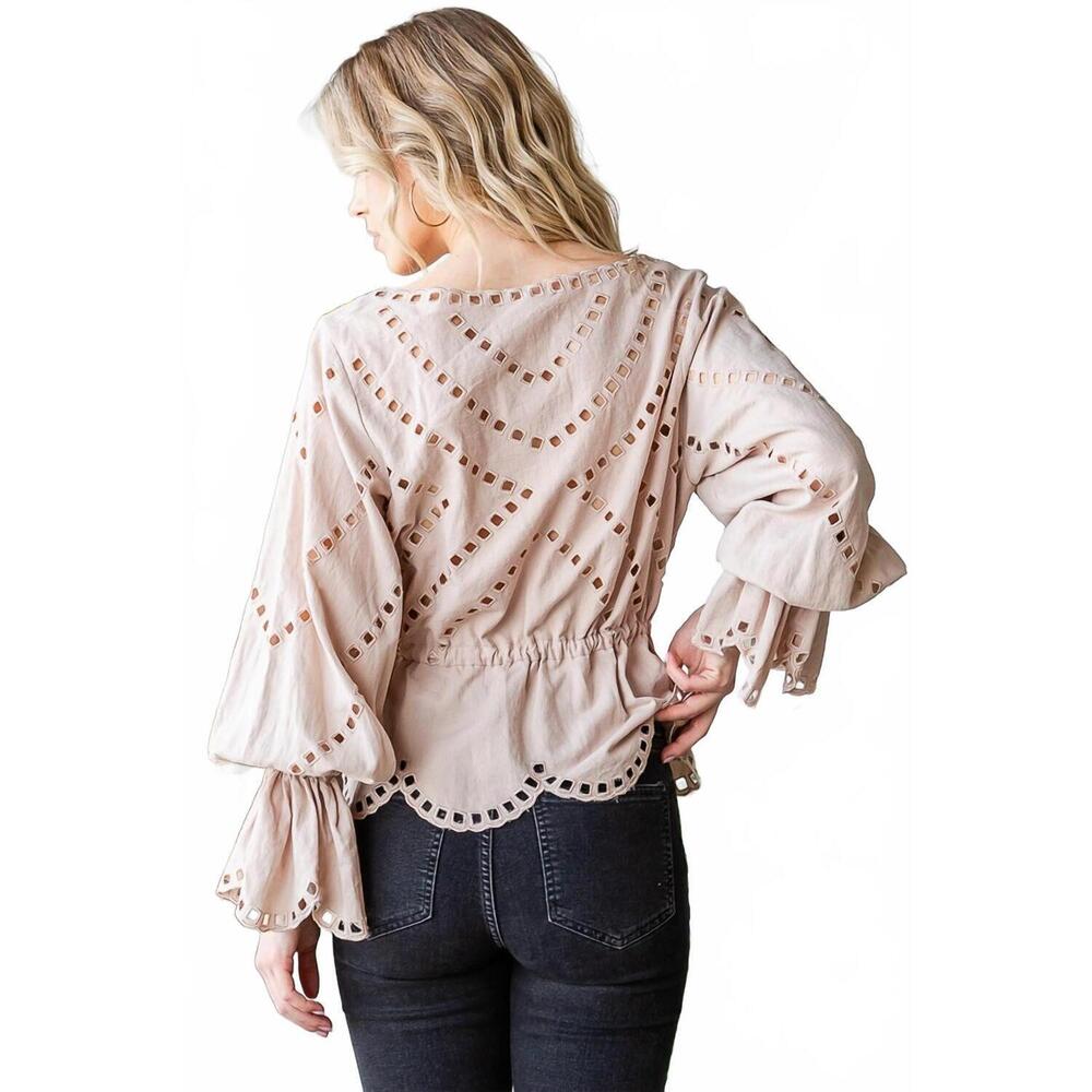 NEW OLI & HALI coco peasant top in beige - Picture 5 of 10
